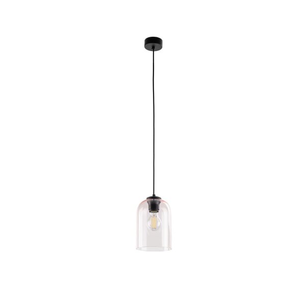 Pendelleuchte Metall Schwarz B:14 cm E27 Glas Rosa