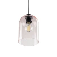 Pendelleuchte Metall Schwarz B:14 cm E27 Glas Rosa