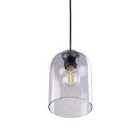 Pendelleuchte Metall Schwarz B:14 cm E27 Glas Lila
