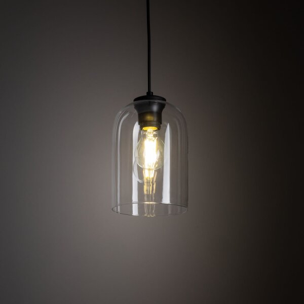 Pendelleuchte Glas Metall Transparent E27 B:14 cm