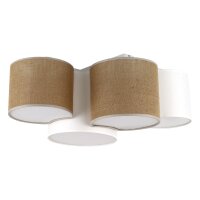 Deckenleuchte Weiß Natur L:73 cm Stoff E27 4-flammig
