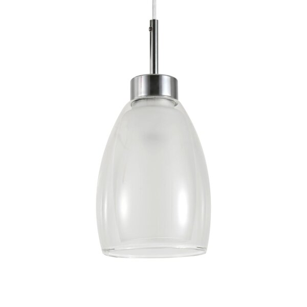 Pendelleuchte Chrom Metall B:12 cm E27 Glas Weiß