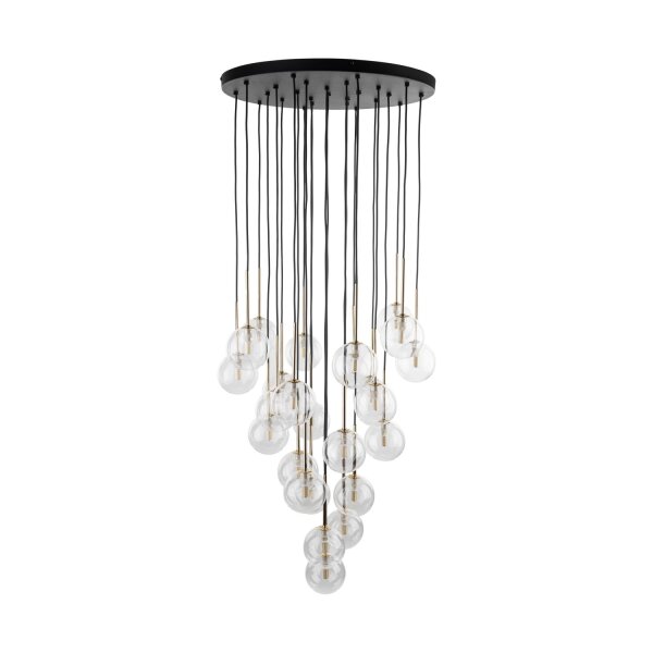 Elegante Pendelleuchte Glas B:62 cm G9 Schwarz Gold