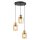 Pendelleuchte Schwarz Holz Glas in Bernstein 36 cm E27
