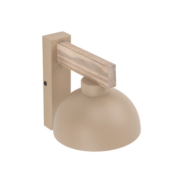 Wandleuchte mit Schalter Holz Metall Beige E27 B:18 cm