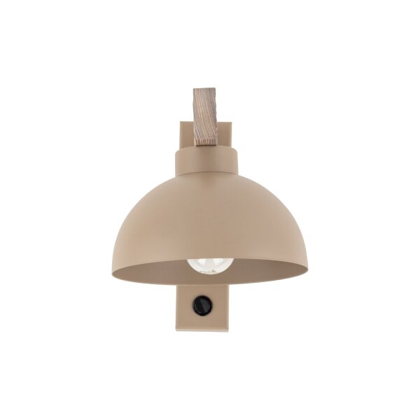 Wandleuchte mit Schalter Holz Metall Beige E27 B:18 cm