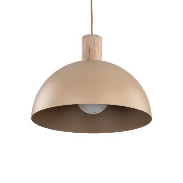 Pendelleuchte Zeitlos Holz Metall Beige B:33,5 cm E27
