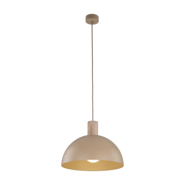 Pendelleuchte Zeitlos Holz Metall Beige B:33,5 cm E27