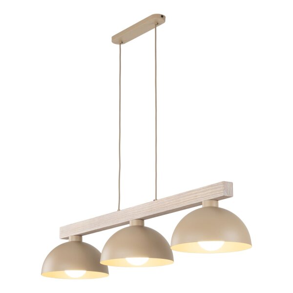 Pendelleuchte Beige Holz Metall 118 cm E27 3-flammig