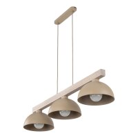 Pendelleuchte Beige Holz Metall 118 cm E27 3-flammig