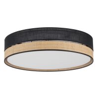 Deckenleuchte Schwarz Natur Stoff 45 cm E27 wohnlich
