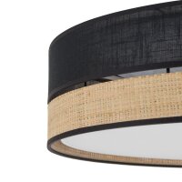 Deckenleuchte Schwarz Natur Stoff 45 cm E27 wohnlich