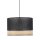H&auml;ngelampe Schwarz Natur Stoff 38 cm E27 wohnlich