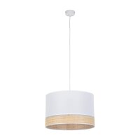 H&auml;ngelampe Stoffschirm Wei&szlig; Natur E27 38 cm blendarm