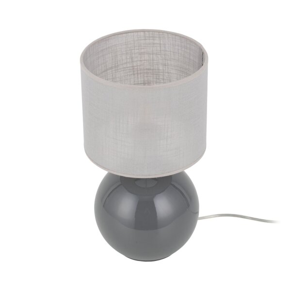 Tischleuchte Grau Modern 36 cm E27 Glas Stoff