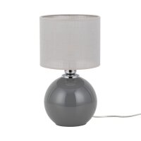 Tischleuchte Grau Modern 36 cm E27 Glas Stoff