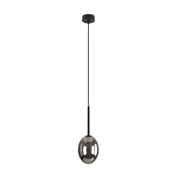 Pendelleuchte Schwarz B:10 cm G9 Metall Glas in Graphit