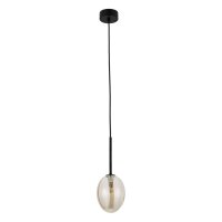 Hängelampe Schwarz B:10 cm G9 Metall Glas in Cognac