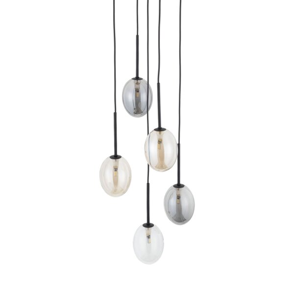 Pendelleuchte Metall Schwarz B:33 cm G9 Glas Mehrfarbig