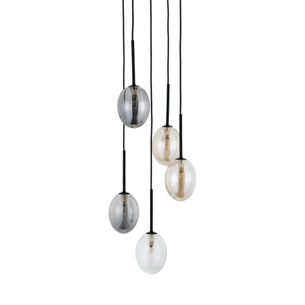Pendelleuchte Metall Schwarz B:33 cm G9 Glas Mehrfarbig