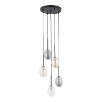 Pendelleuchte Metall Schwarz B:33 cm G9 Glas Mehrfarbig