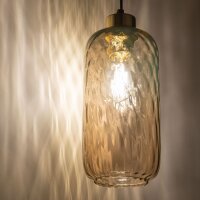 Hängelampe Schwarz Gold B:14 cm E27 Glas in Bernstein