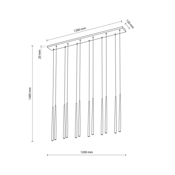 Elegante Hängelampe Gold Schwarz 120 cm G9 12-flammig