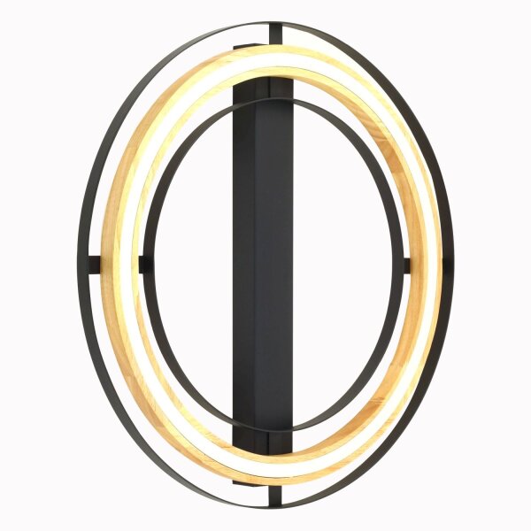 LED Wandleuchte Modern Holz Metall Schwarz B:56,4 cm