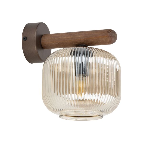 Wandlampe blendarm B:15 cm Metall E14 Holz Glas Cognac