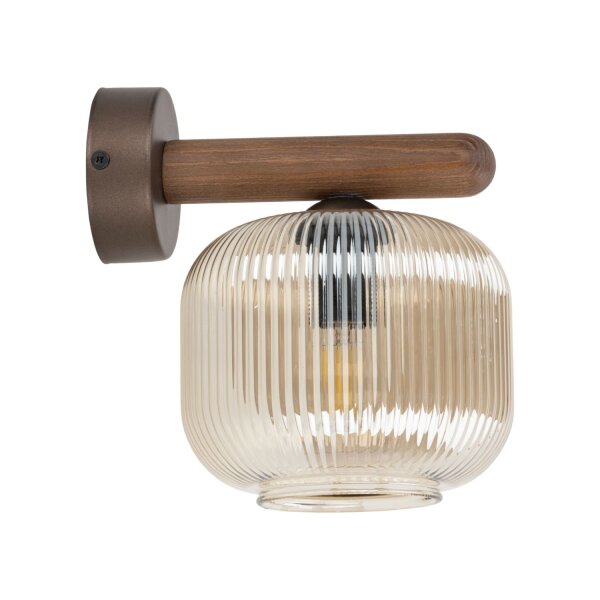 Wandlampe blendarm B:15 cm Metall E14 Holz Glas Cognac