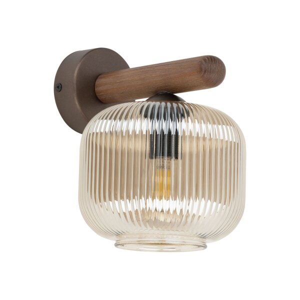 Wandlampe blendarm B:15 cm Metall E14 Holz Glas Cognac