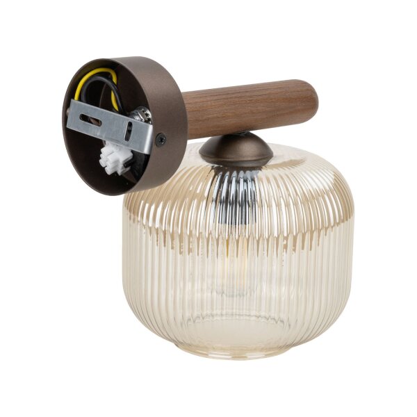 Wandlampe blendarm B:15 cm Metall E14 Holz Glas Cognac