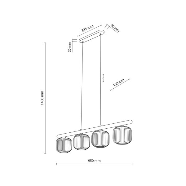 Pendelleuchte zeitlos Holz Braun 95 cm E14 Glas Cognac