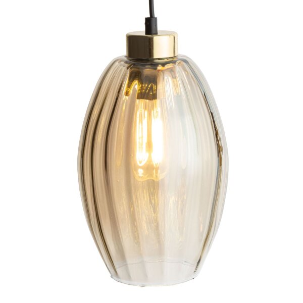 Pendelleuchte Glas Bernstein B:16 cm Schwarz E27 Stahl