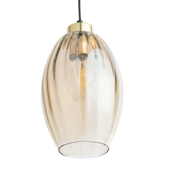 Pendelleuchte Glas Bernstein B:16 cm Schwarz E27 Stahl