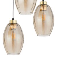 Pendelleuchte Schwarz Bernstein B:40 cm E27 Glas