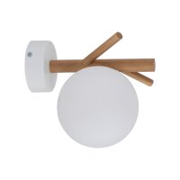 Wandleuchte Holz Glas Wei&szlig; G9 B:12,5 cm Skandinavisch