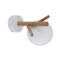 Wandleuchte Holz Glas Weiß G9 B:12,5 cm Skandinavisch