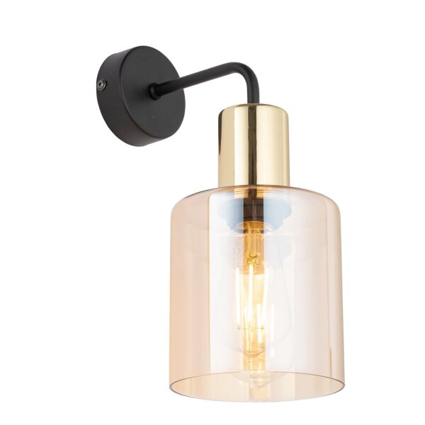 Wandleuchte Gold Bernstein Glas Elegant B:12 cm E27