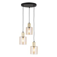 Pendelleuchte Gold Bernstein Glas 3-flammig B:32 cm E27