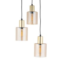 Pendelleuchte Gold Bernstein Glas 3-flammig B:32 cm E27