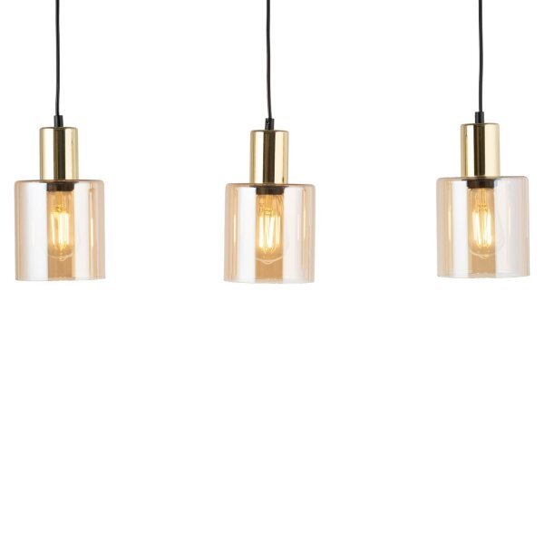 Hängelampe Gold Bernstein Glas 3-flammig 73 cm E27