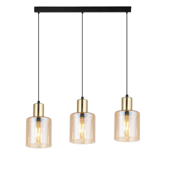 Hängelampe Gold Bernstein Glas 3-flammig 73 cm E27