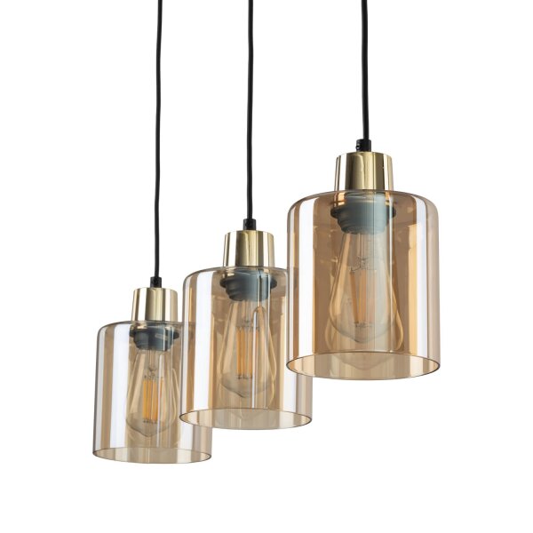 Hängelampe Gold Bernstein Glas 3-flammig 73 cm E27