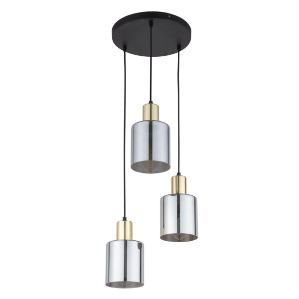 Pendelleuchte Gold Graphit Glas 3-flammig B:32 cm E27