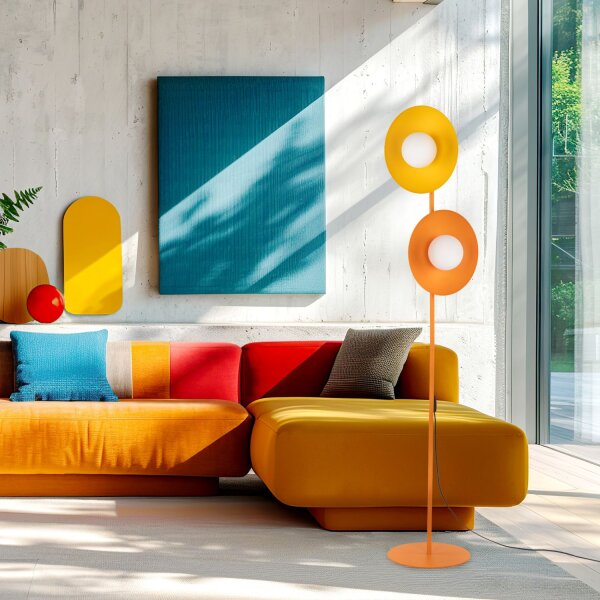 Stehleuchte Orange Metall Glas 160 cm G9 blendarm