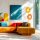 Stehleuchte Orange Metall Glas 160 cm G9 blendarm
