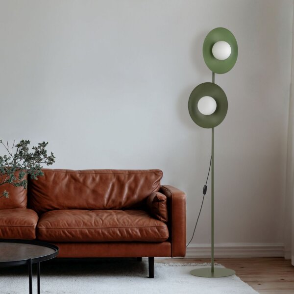 Stehleuchte Grün Metall Glas 160 cm G9 blendarm