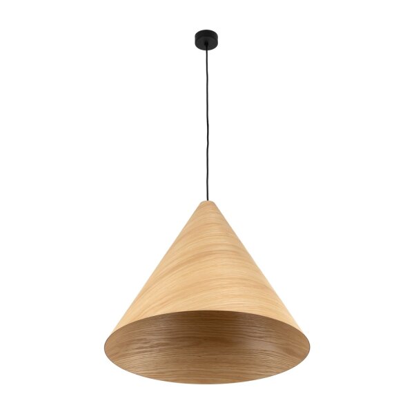 Pendelleuchte Holz hell Metall Schwarz E27 B:61 cm