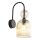 Wandleuchte Glas Metall Schwarz B:13 cm E14 Glas Cognac